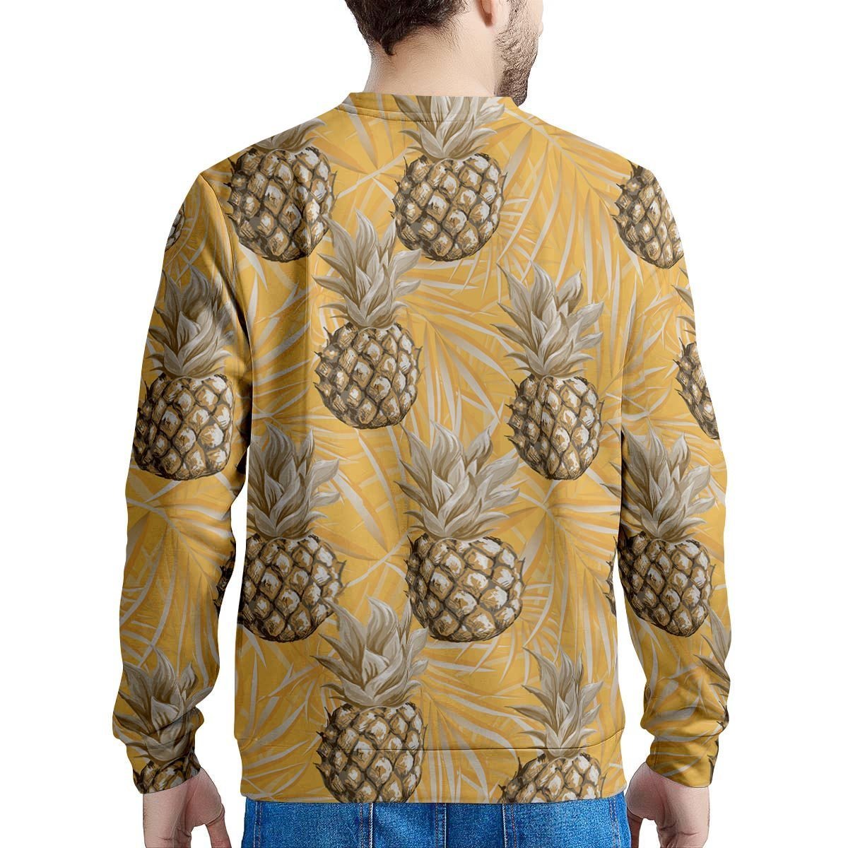 Yellow Hawaiian Pineapple Print Men's Sweatshirt-grizzshop