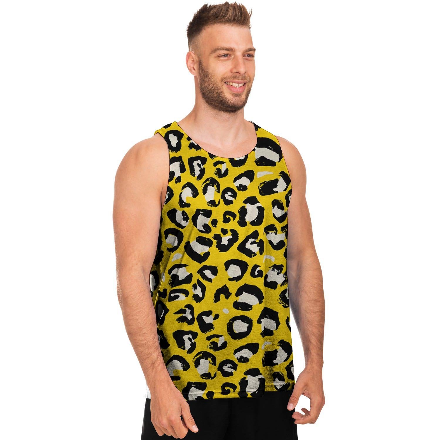 Yellow Leopard Men's Tank Tops-grizzshop