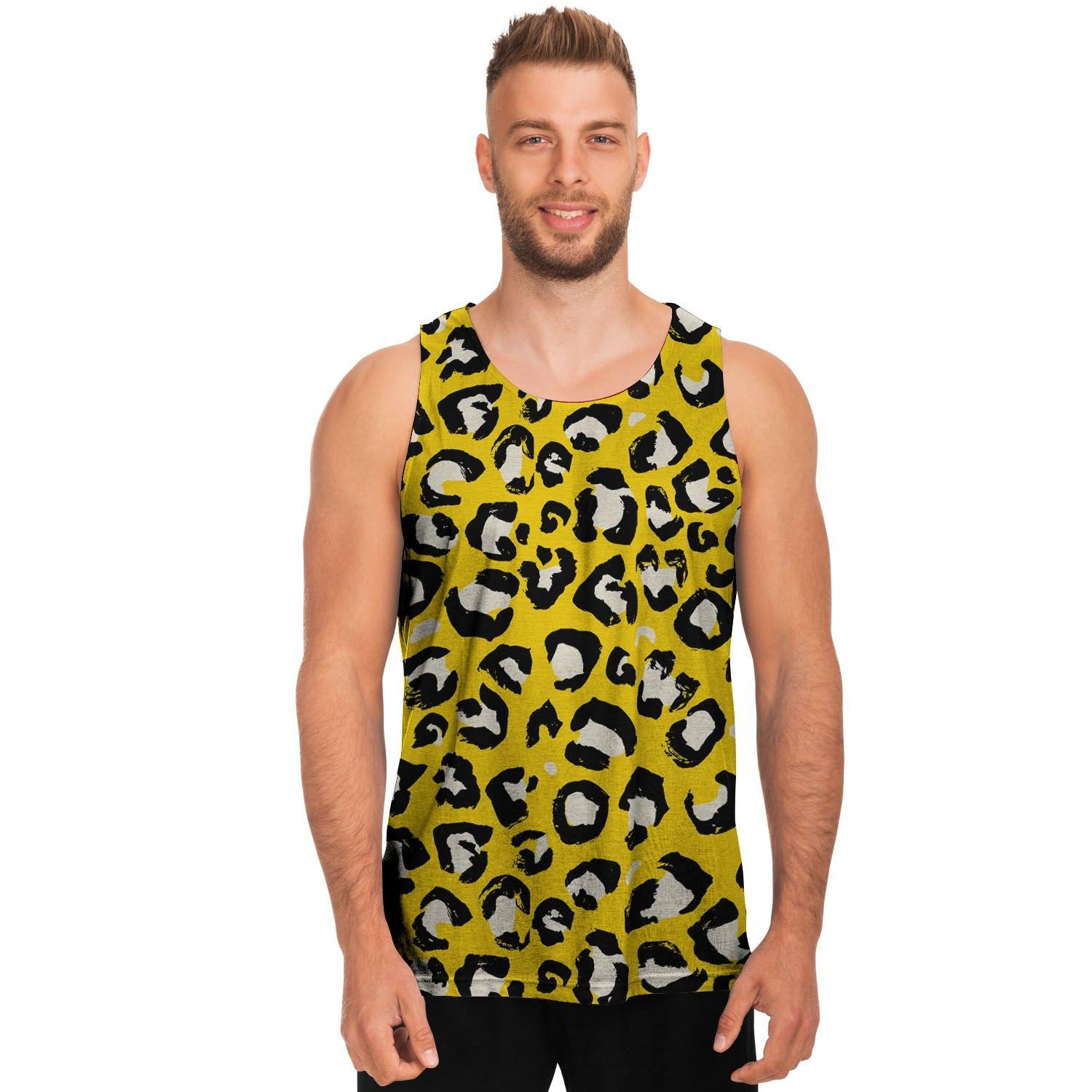 Yellow Leopard Men's Tank Tops-grizzshop