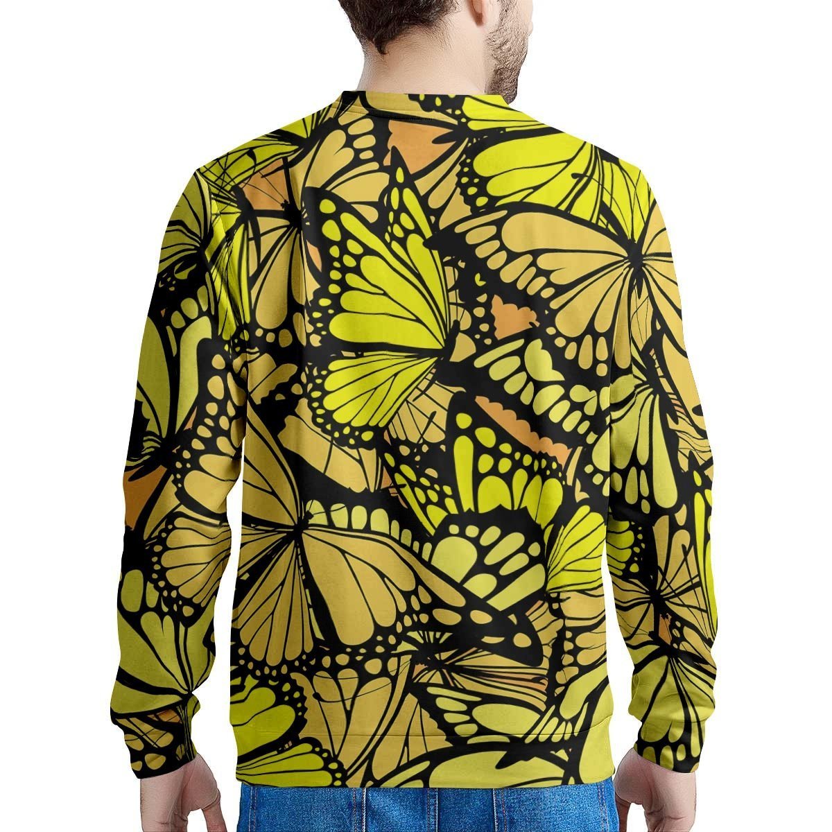 Yellow Monarch Butterfly Men's Sweatshirt-grizzshop
