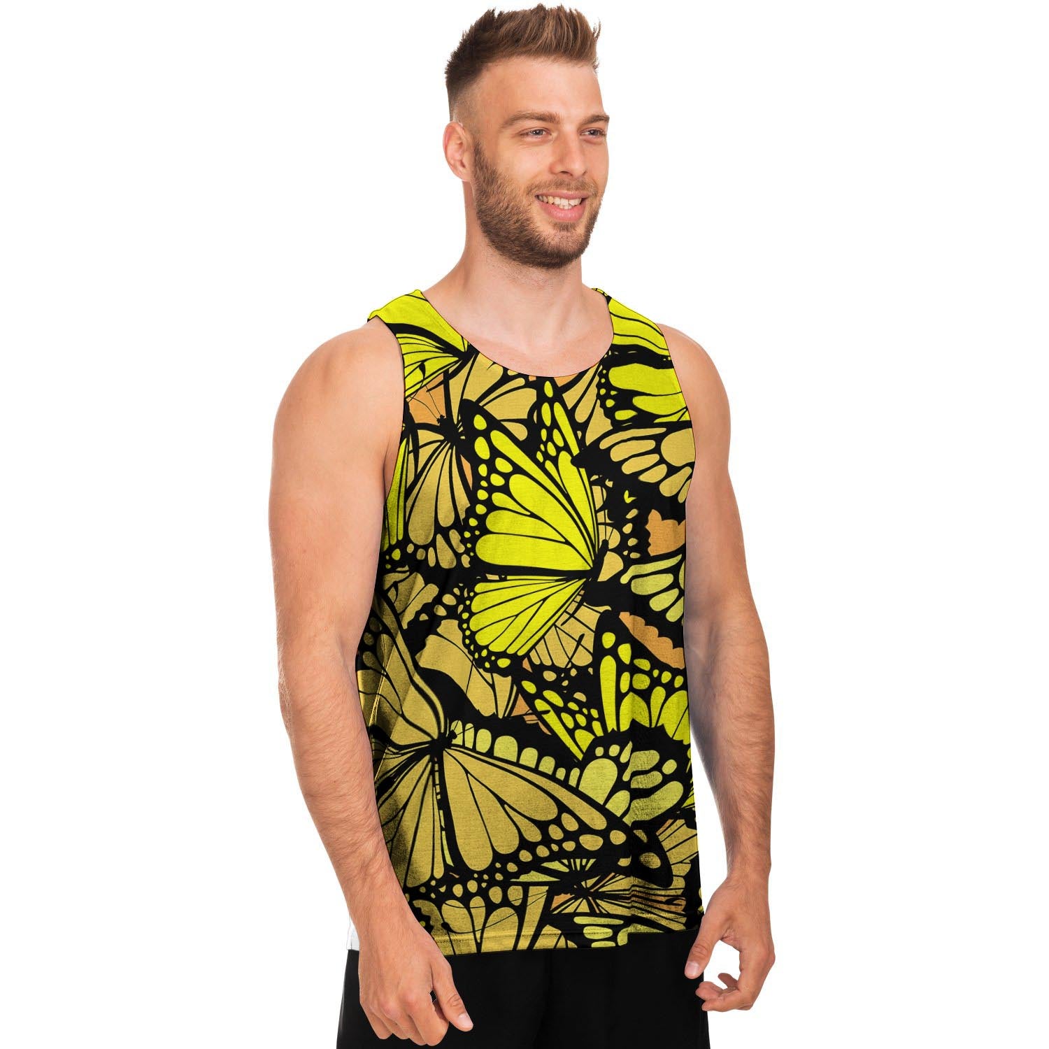 Yellow Monarch Butterfly Men's Tank Tops-grizzshop