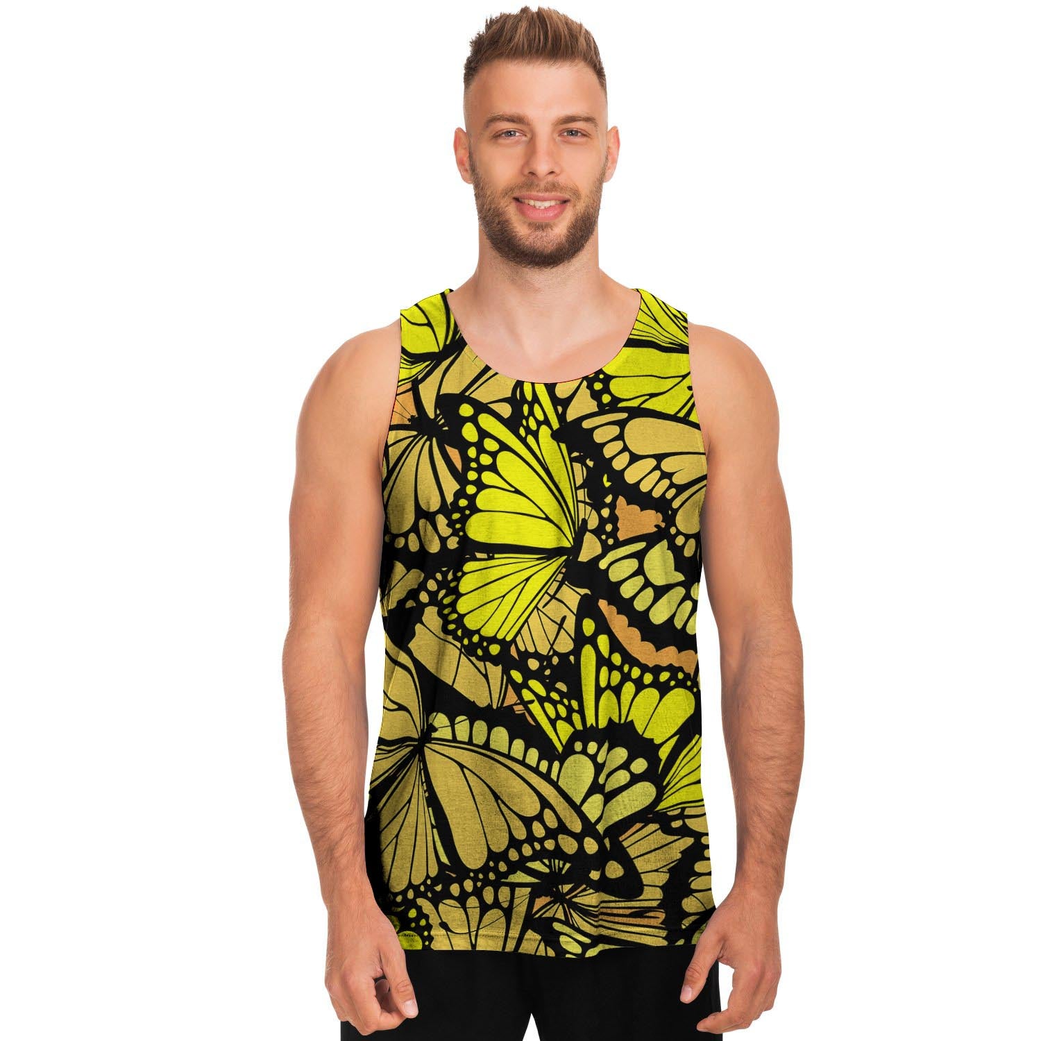 Yellow Monarch Butterfly Men's Tank Tops-grizzshop