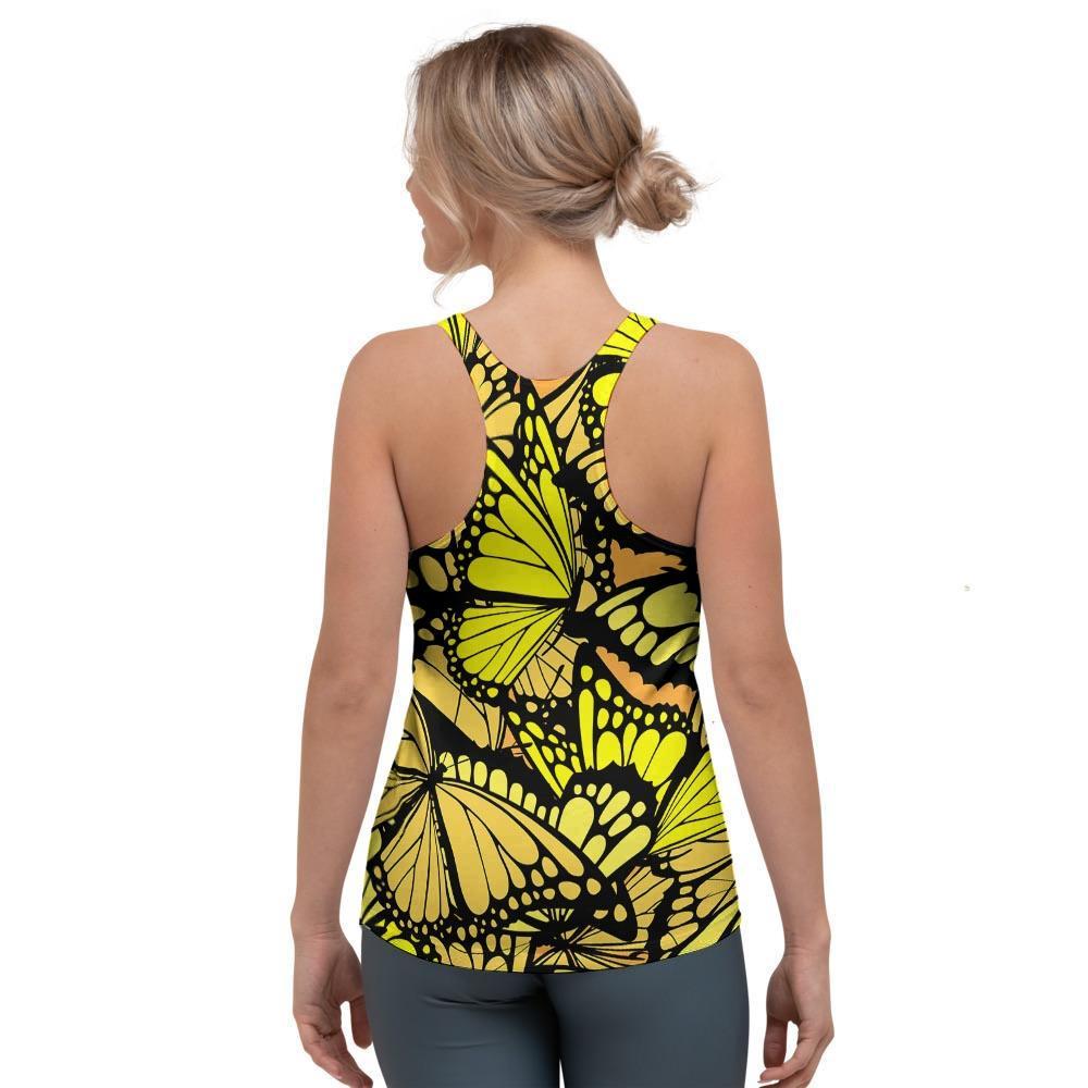 Yellow Monarch Butterfly Women's Racerback Tank Top-grizzshop
