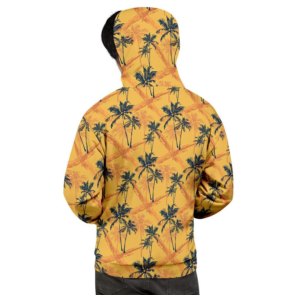 Yellow Palm Tree Hawaiian Print Men's Hoodie-grizzshop