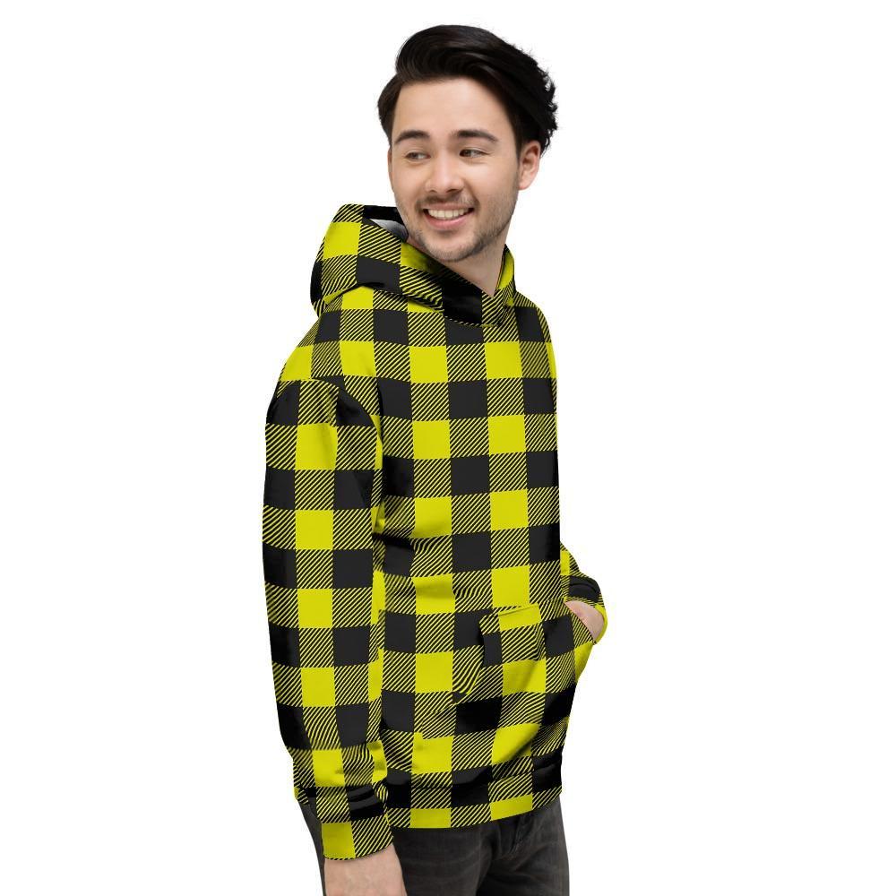 Yellow Plaid Men's Hoodie-grizzshop