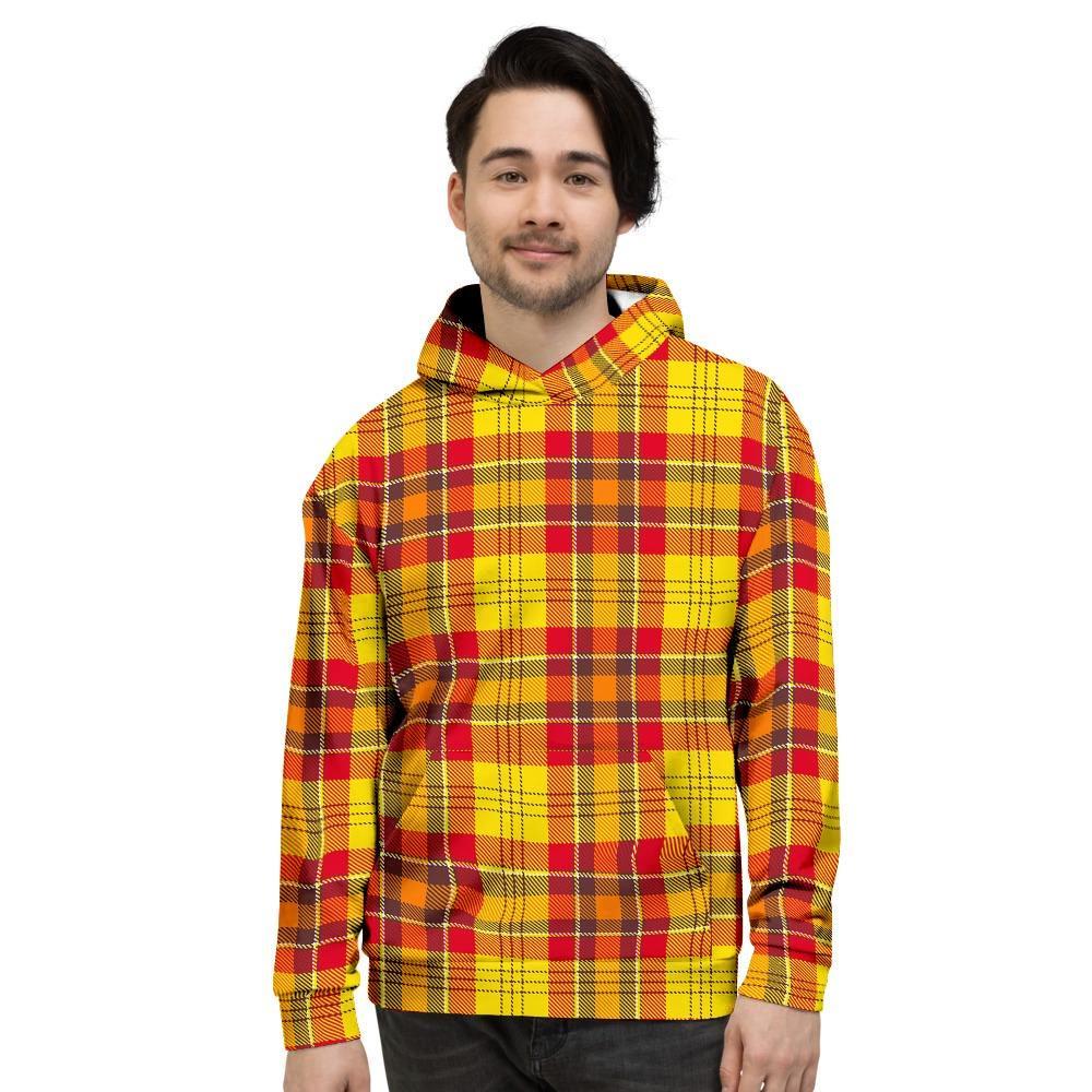Yellow Plaid Tartan Men's Hoodie-grizzshop