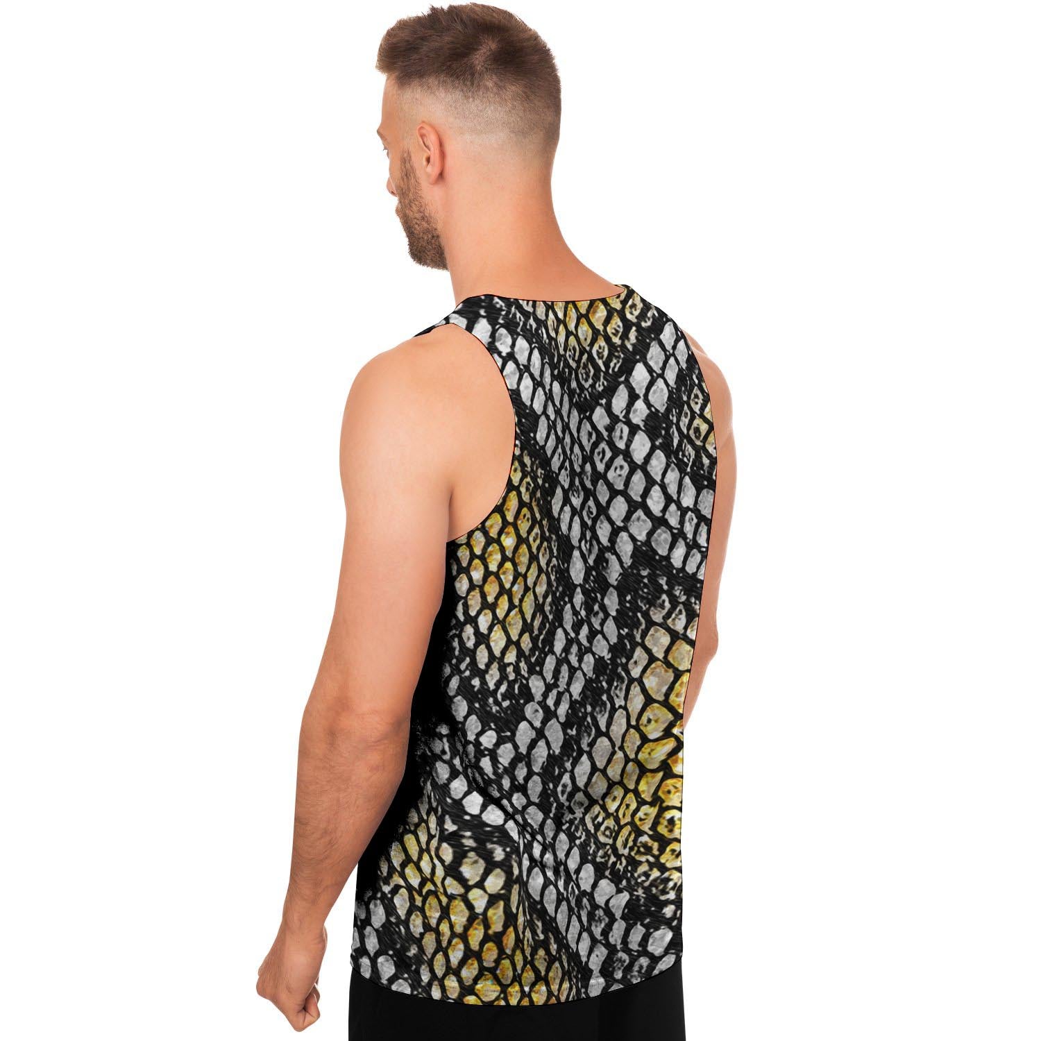 Yellow Snakeskin print Men's Tank Tops-grizzshop