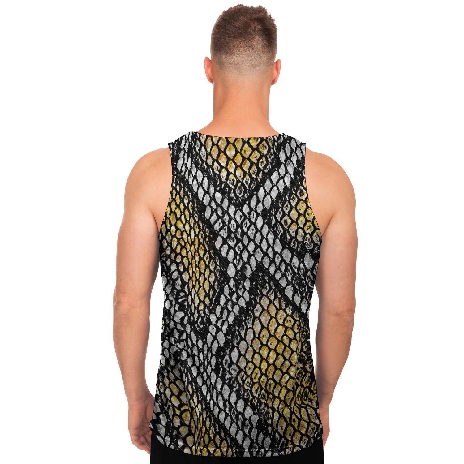 Yellow Snakeskin print Men's Tank Tops-grizzshop