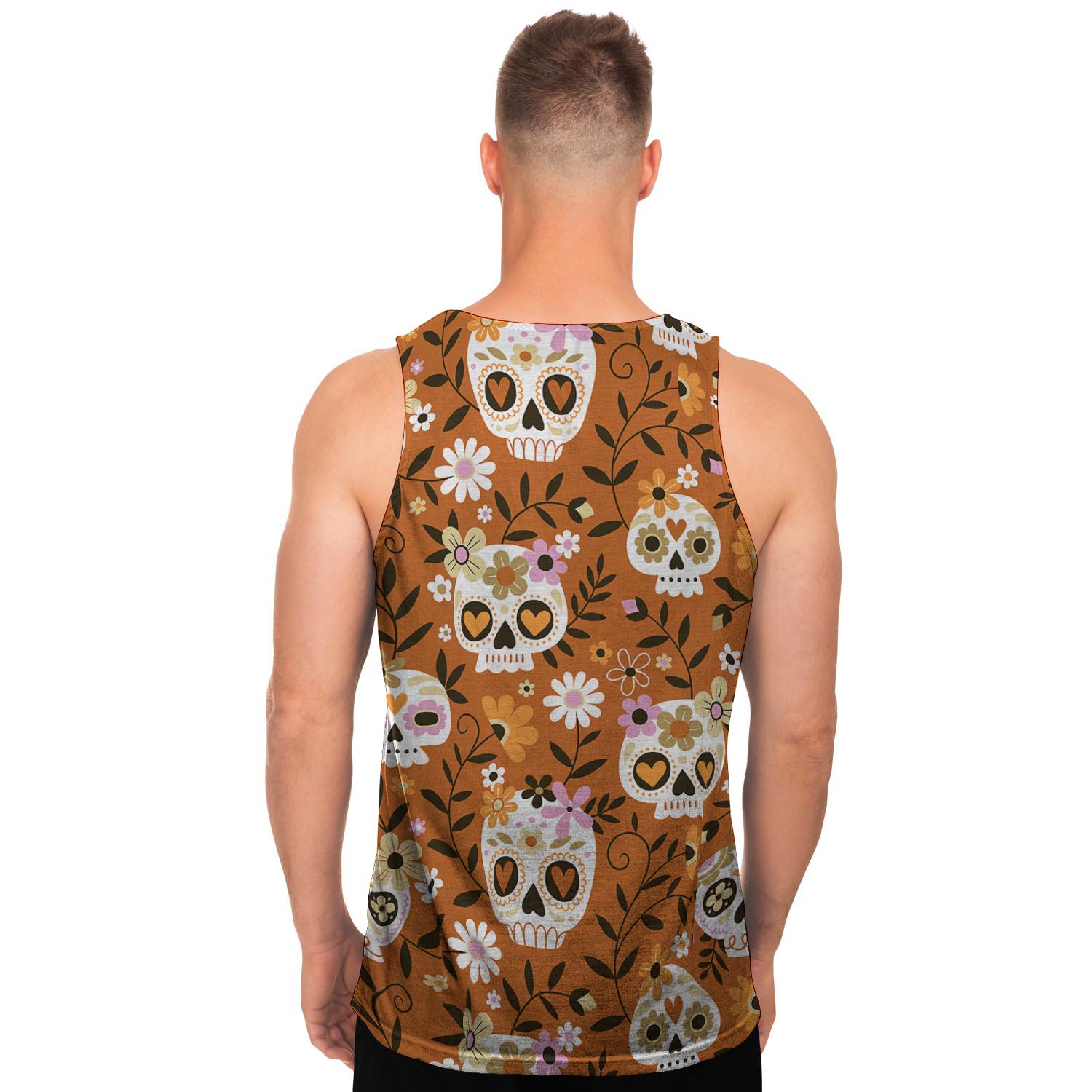 Yellow Sugar Skull Men's Tank Tops-grizzshop