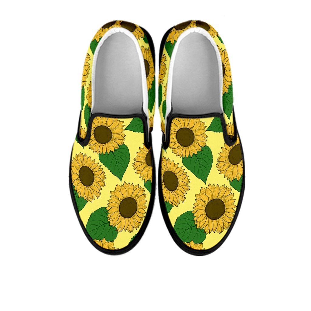 Yellow Sunflower Men's Slip On Sneakers-grizzshop