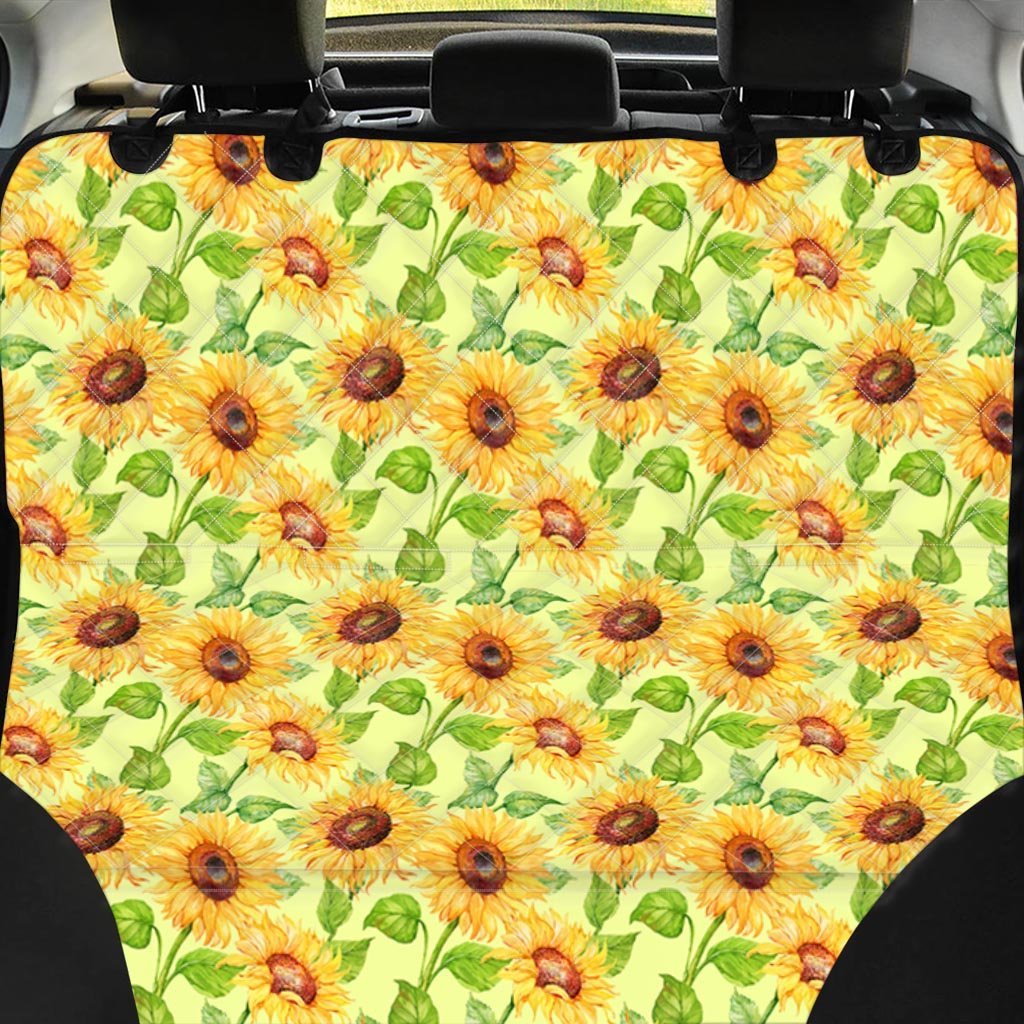 Yellow Sunflower Print Pet Car Seat Cover-grizzshop