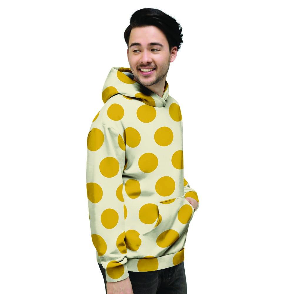 Yellow White Polka Dot Men's Hoodie-grizzshop