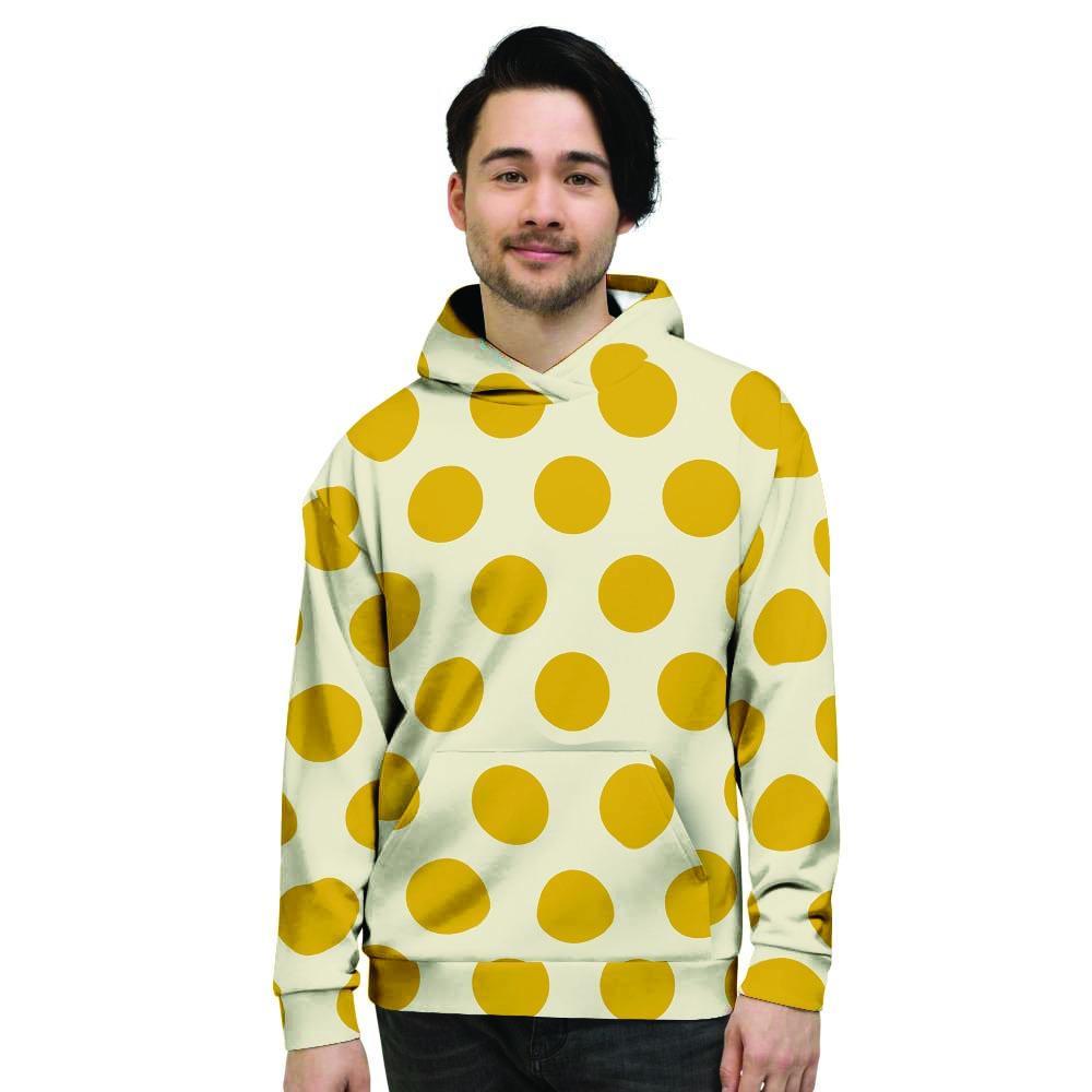 Yellow White Polka Dot Men's Hoodie-grizzshop