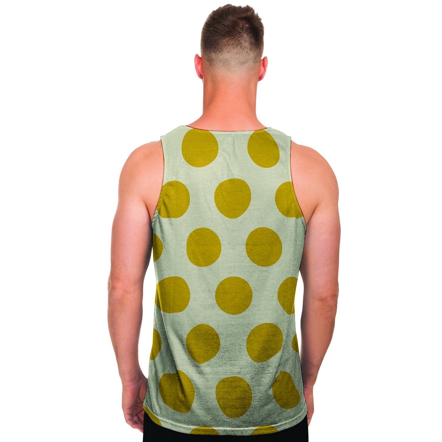 Yellow White Polka Dot Men's Tank Tops-grizzshop