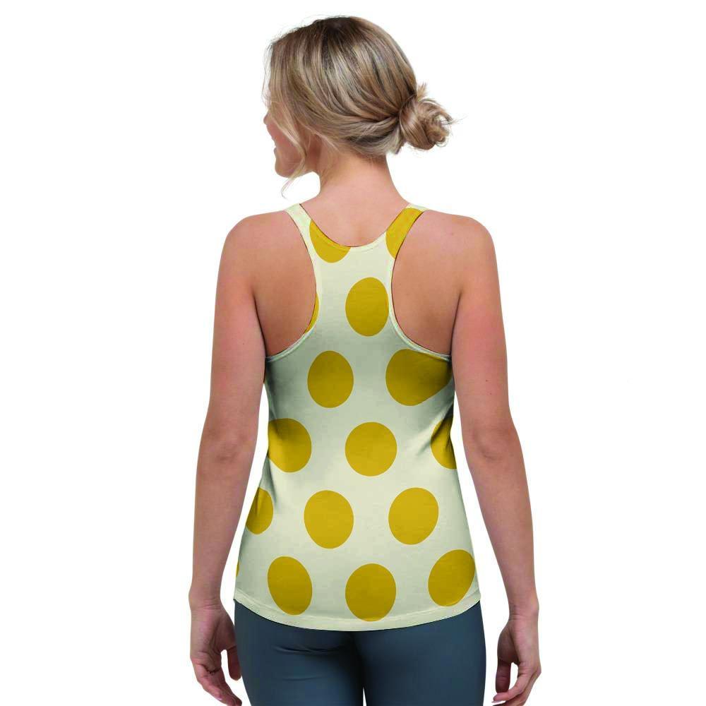Yellow White Polka Dot Women's Racerback Tank Top-grizzshop