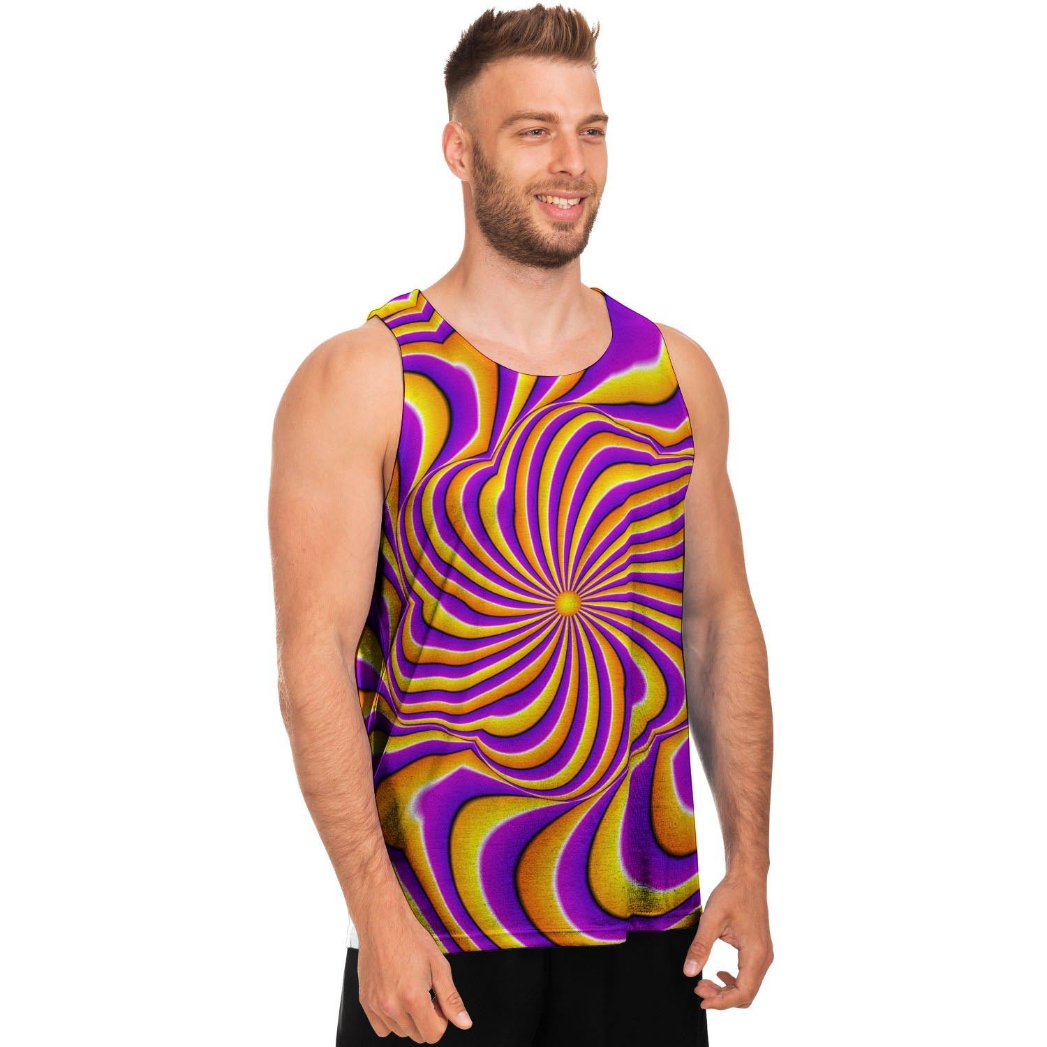 Yellow and purple spin illusion. Men's Tank Tops-grizzshop