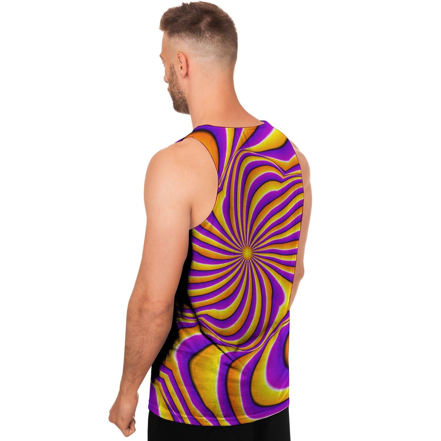 Yellow and purple spin illusion. Men's Tank Tops-grizzshop