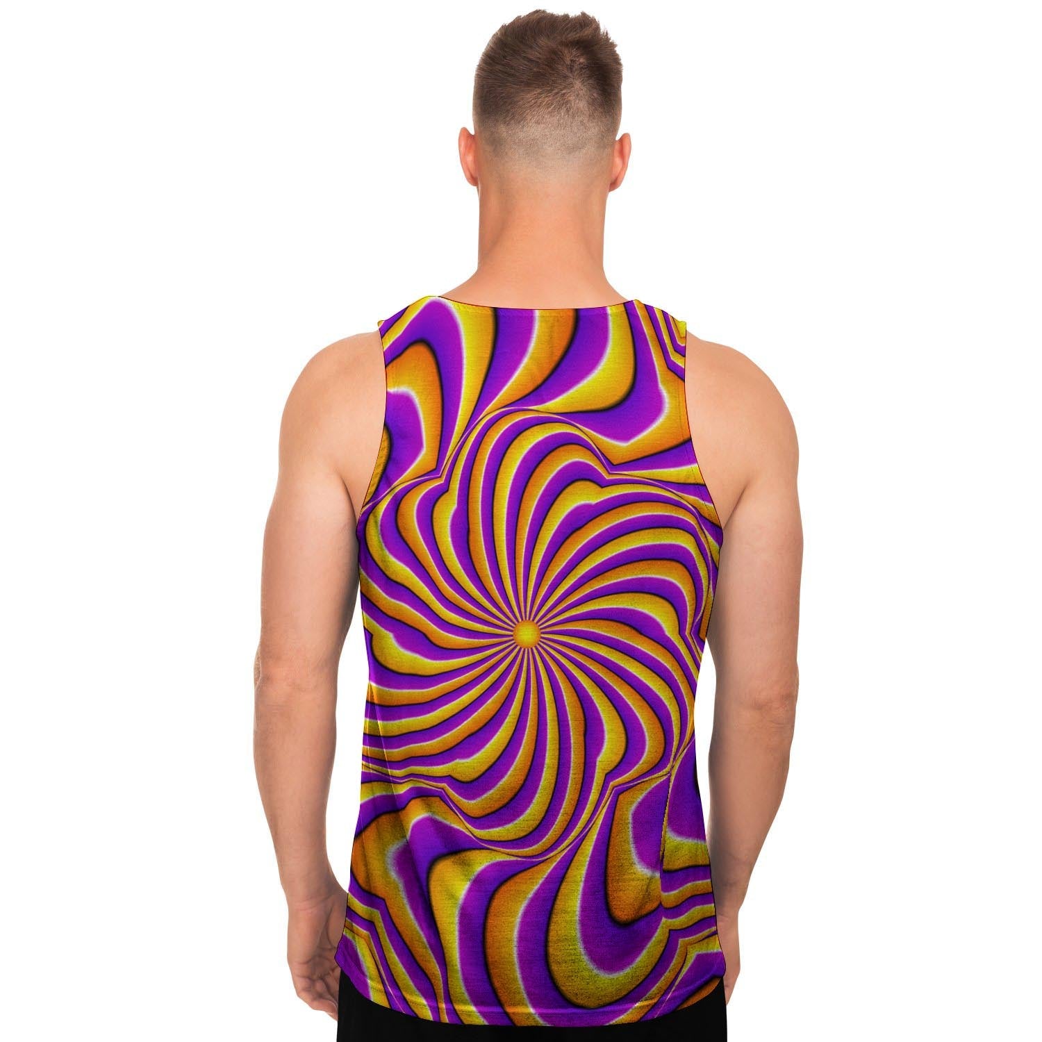 Yellow and purple spin illusion. Men's Tank Tops-grizzshop