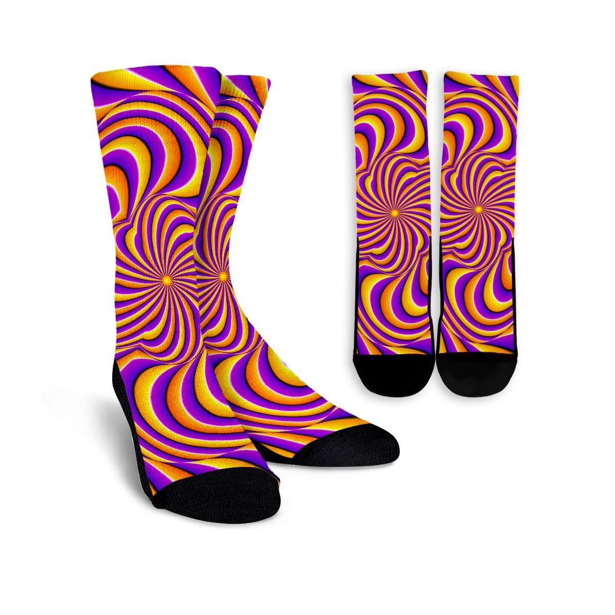 Yellow and purple spin illusion. Unisex Socks-grizzshop
