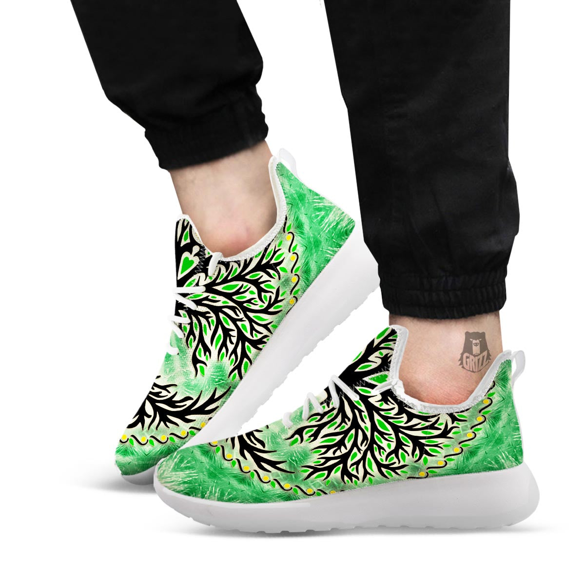 Yggdrasil Moon And Sun Print White Athletic Shoes-grizzshop