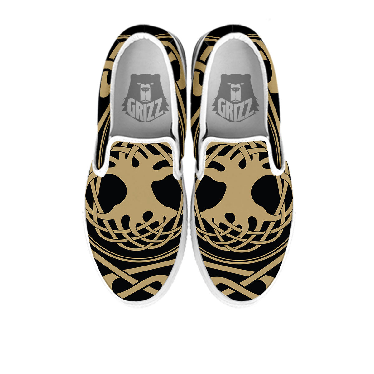 Yggdrasil Scandinavian Print White Slip On Shoes-grizzshop