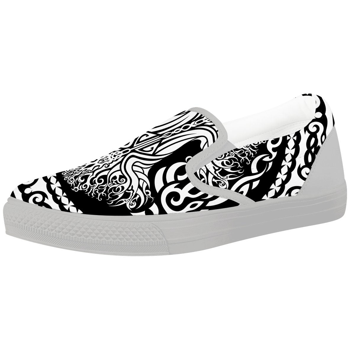 Yggdrasil Tree Ancient Print White Slip On Shoes-grizzshop