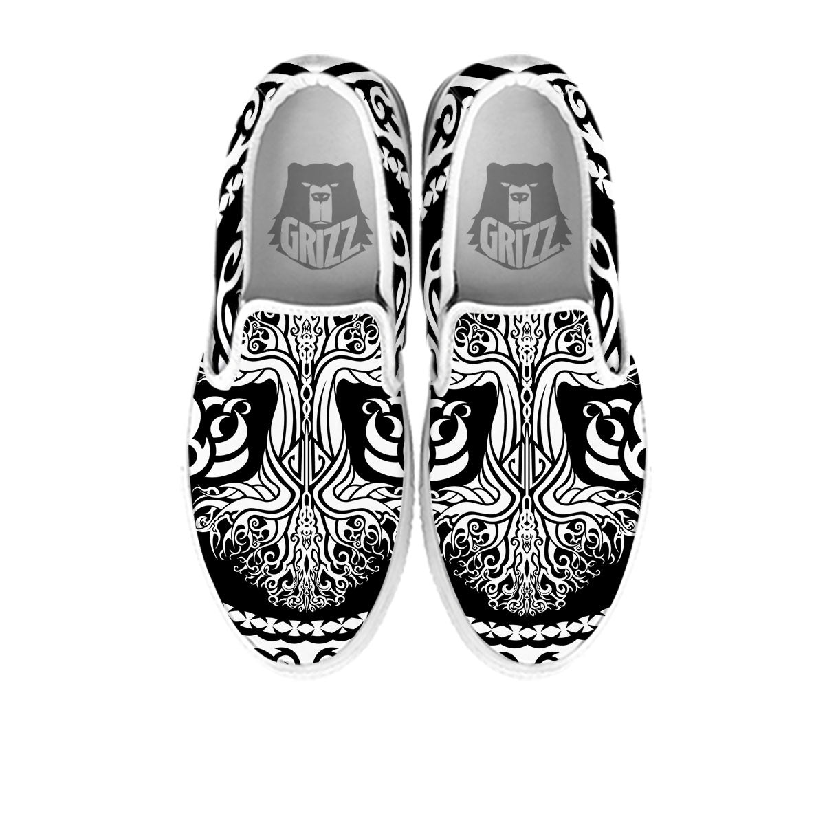 Yggdrasil Tree Ancient Print White Slip On Shoes-grizzshop