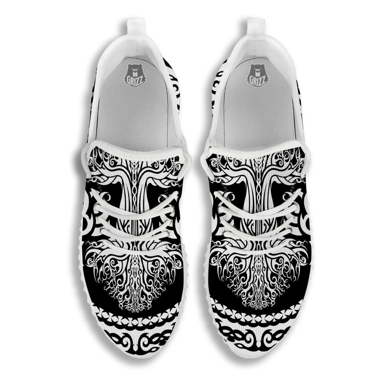 Yggdrasil Tree Ancient Print White Walking Shoes-grizzshop