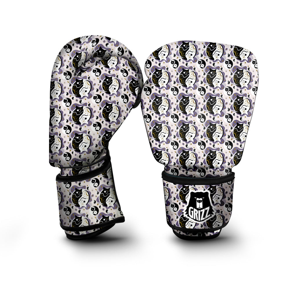 Yin Yang Black And White Cat Sleep Print Pattern Boxing Gloves-grizzshop