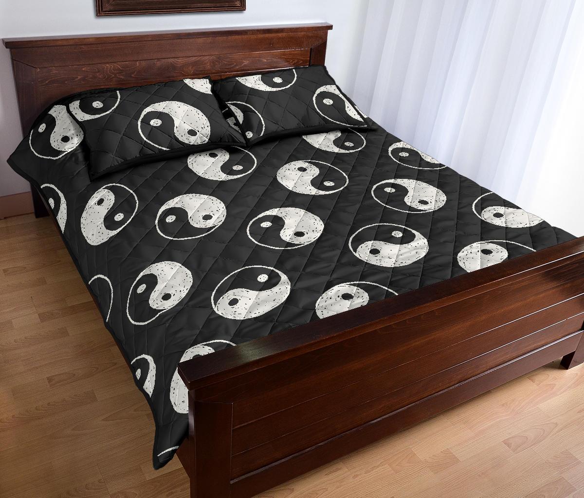 Yin Yang Black Pattern Print Bed Set Quilt-grizzshop
