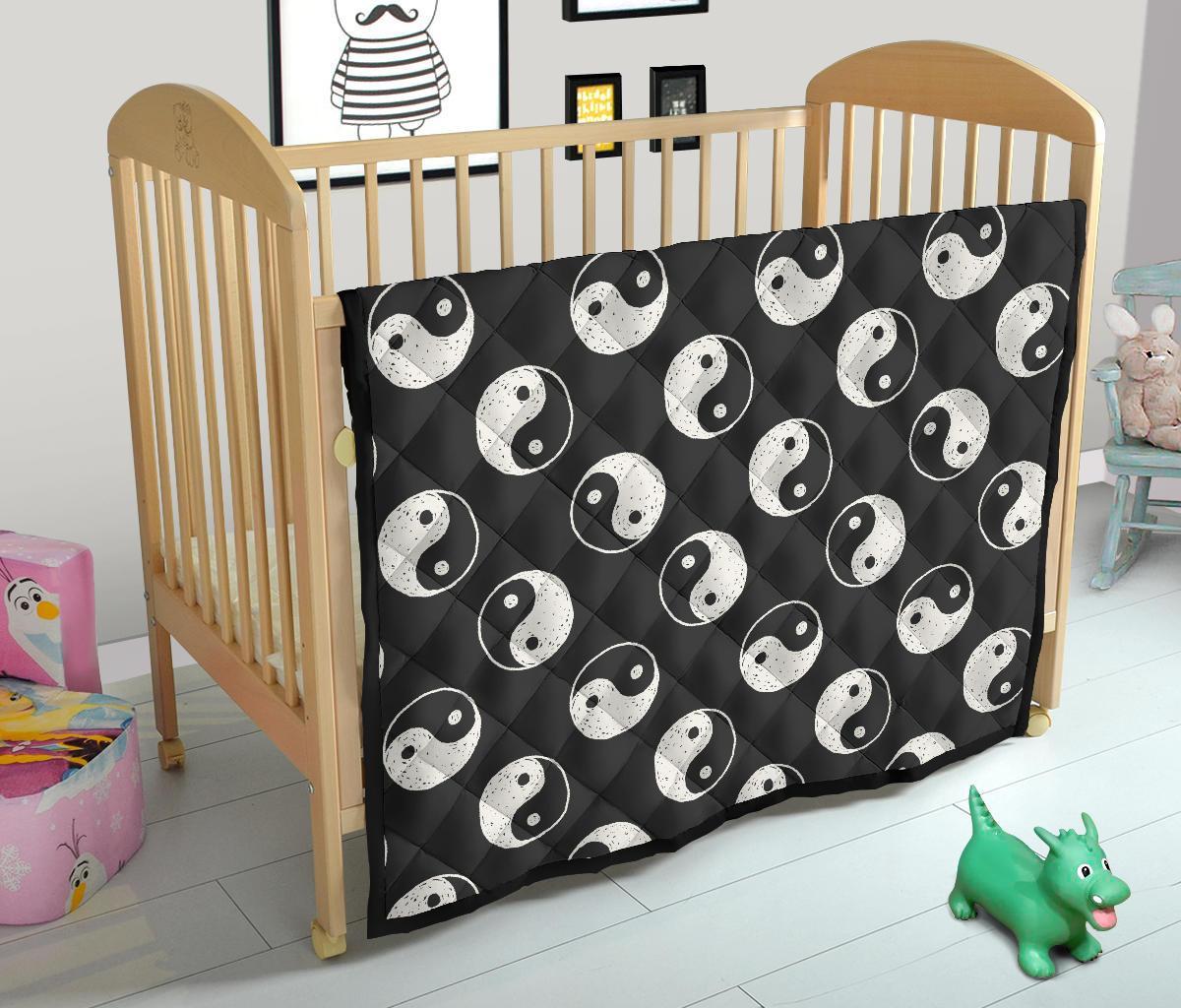 Yin Yang Black Pattern Print Quilt-grizzshop