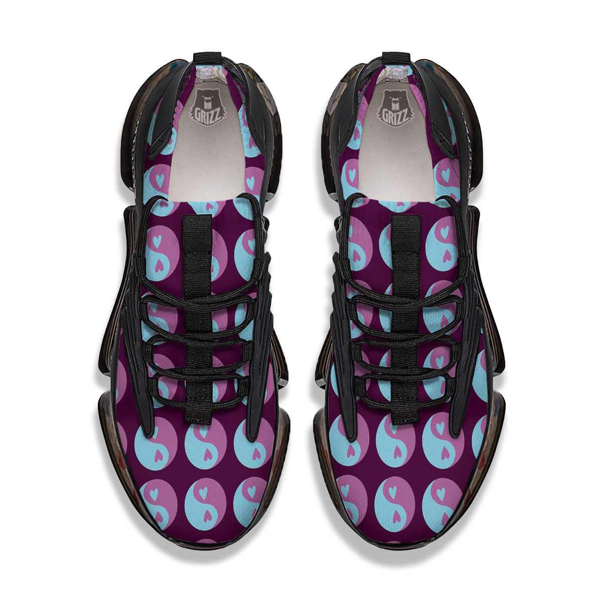 Yin Yang Blue And Purple Print Black Gym Shoes-grizzshop