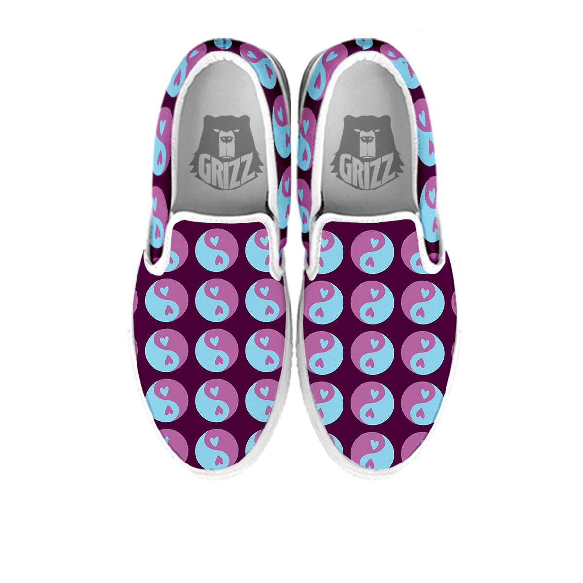 Yin Yang Blue And Purple Print White Slip On Shoes-grizzshop