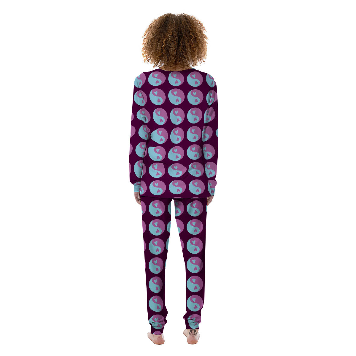 Yin Yang Blue And Purple Print Women's Pajamas-grizzshop