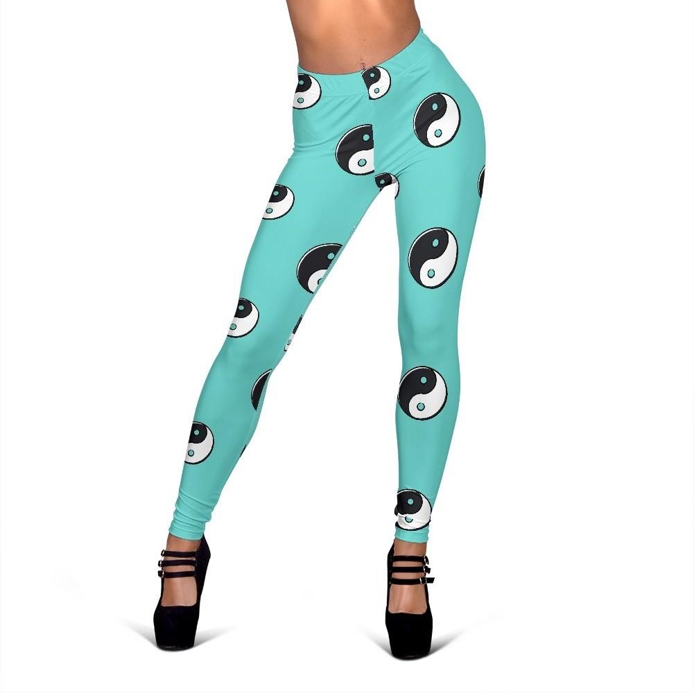Yin Yang Blue Pattern Print Women Leggings-grizzshop