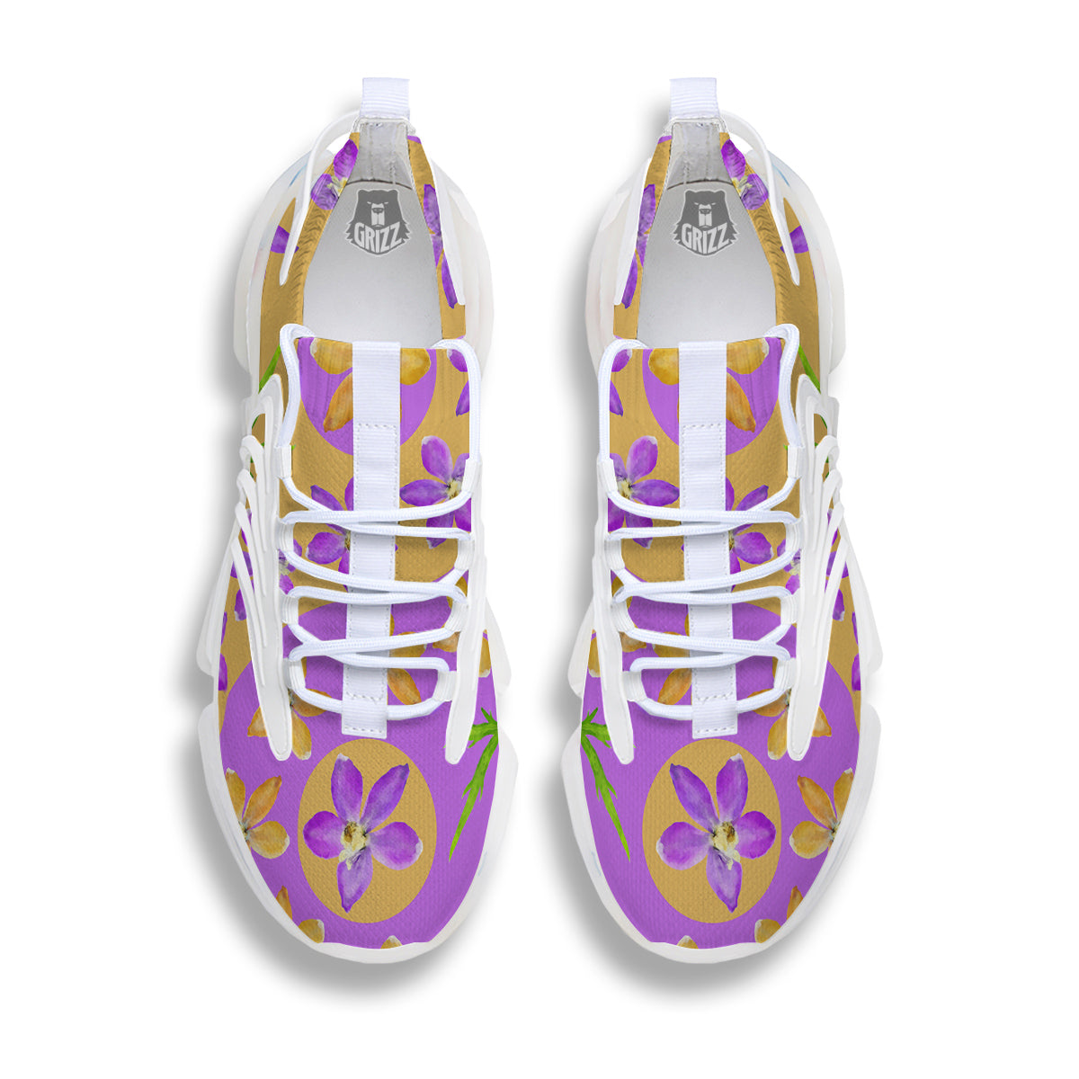 Yin Yang Colorful Flowers Print White Gym Shoes-grizzshop