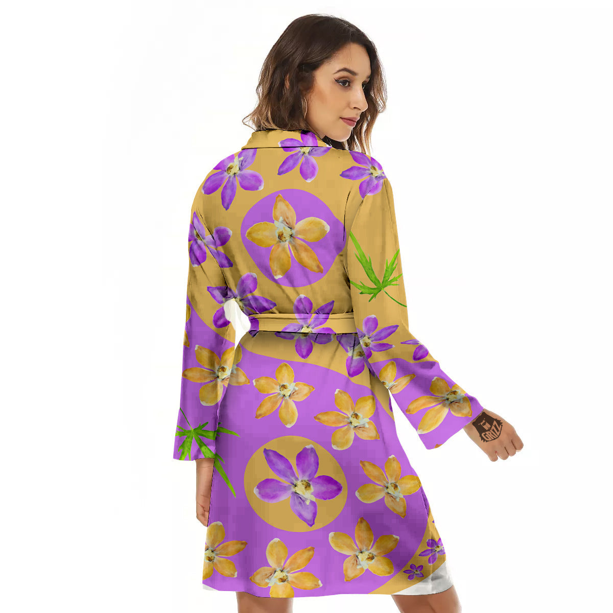 Yin Yang Colorful Flowers Print Women's Robe-grizzshop
