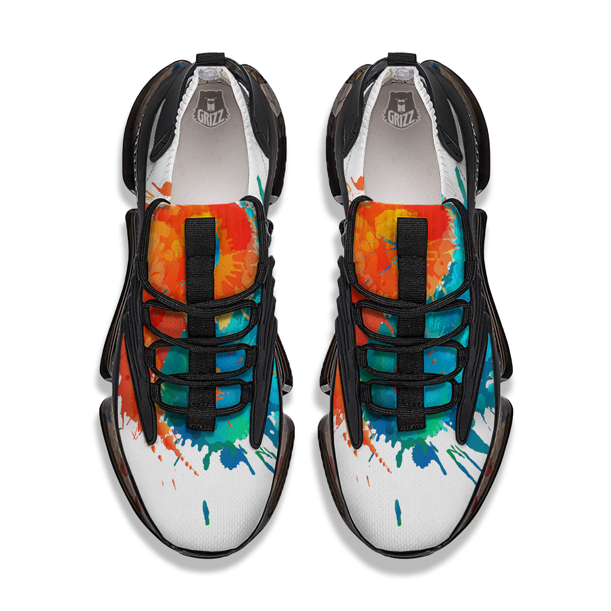 Yin Yang Colorful Splash Print Black Gym Shoes-grizzshop