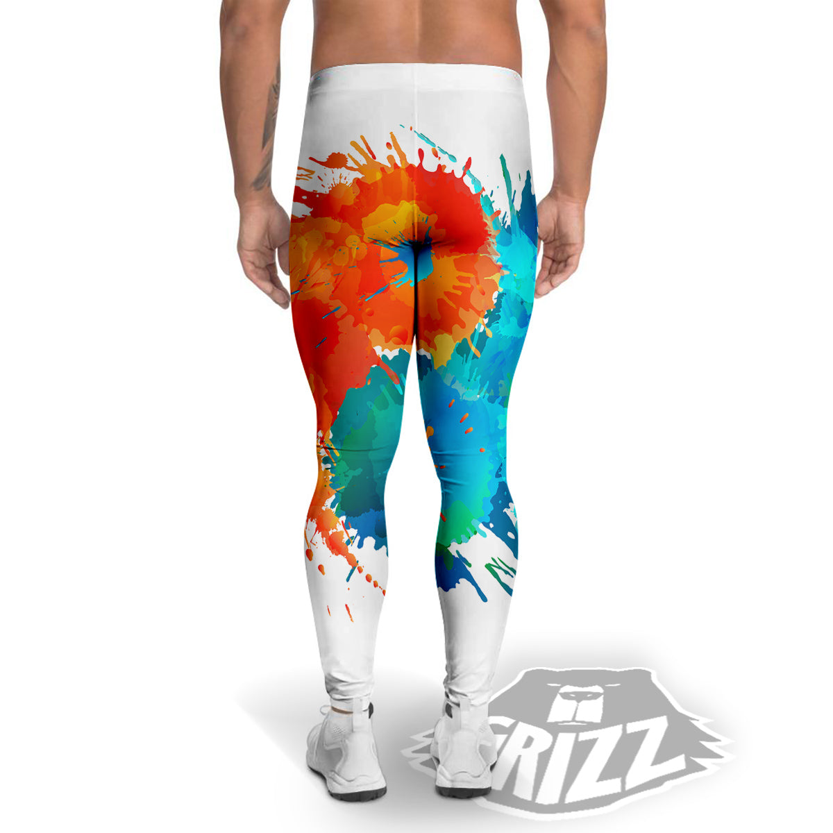 Yin Yang Colorful Splash Print Men's Leggings-grizzshop