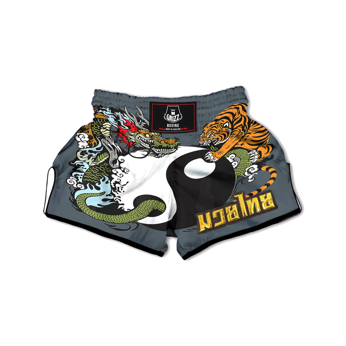 Japanese Dragon Orange Print Muay Thai Boxing Shorts main image 1