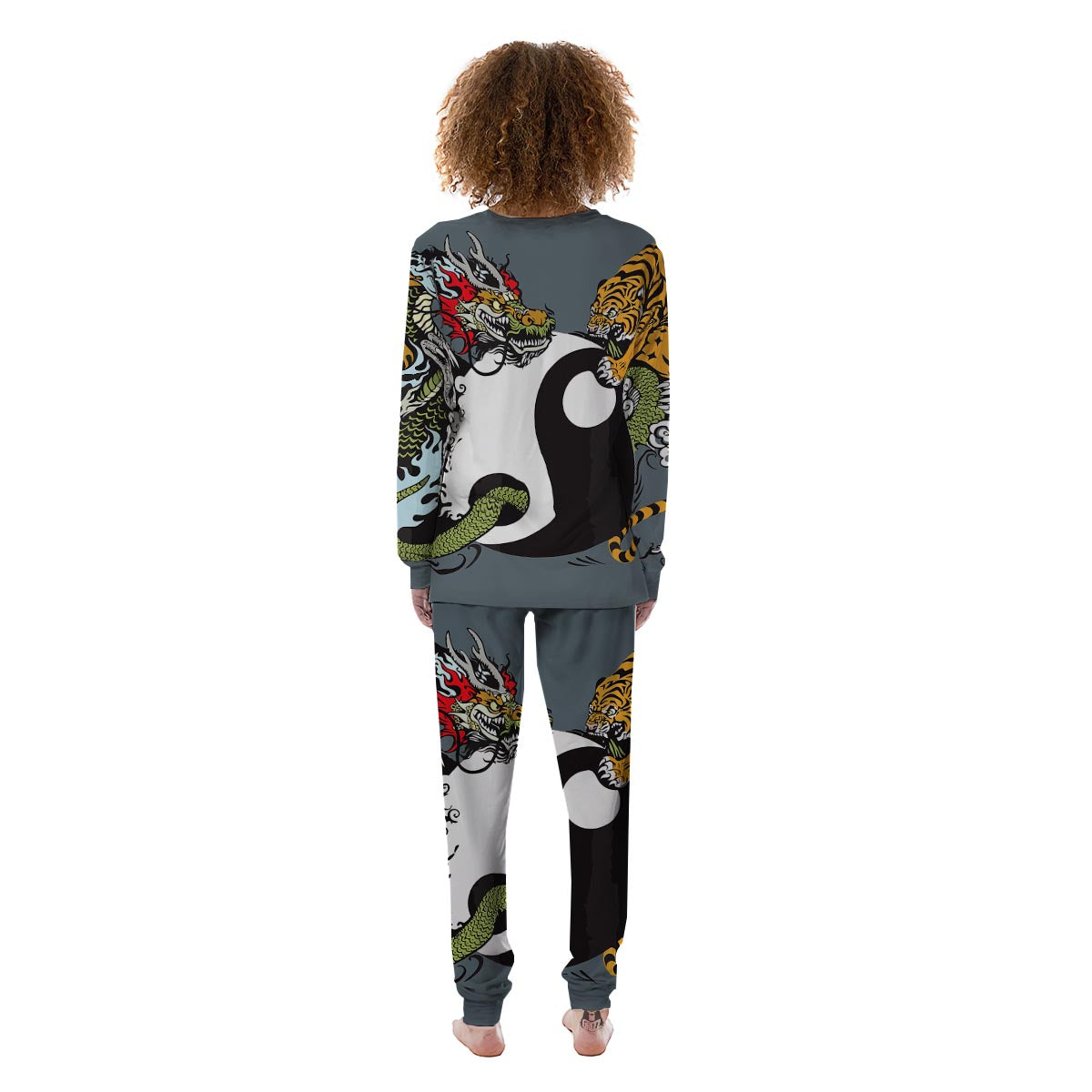 Yin Yang Dragon And Tiger Print Women's Pajamas-grizzshop