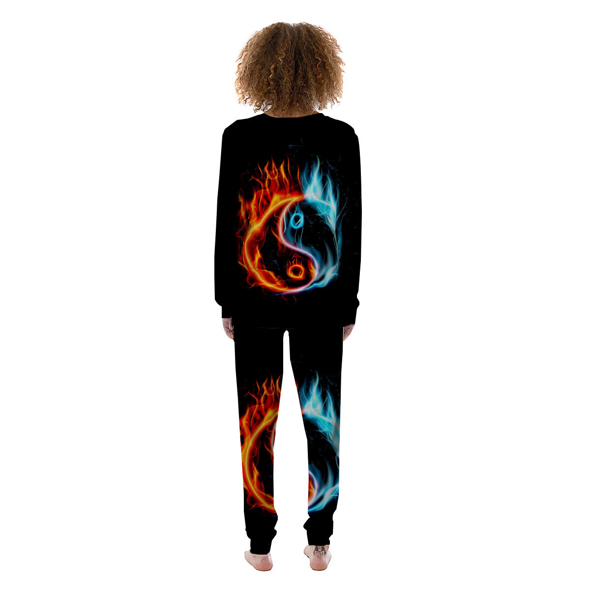 Yin Yang Flaming Print Women's Pajamas-grizzshop
