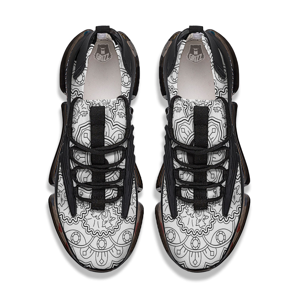 Yin Yang Mandala White And Black Print Black Gym Shoes-grizzshop