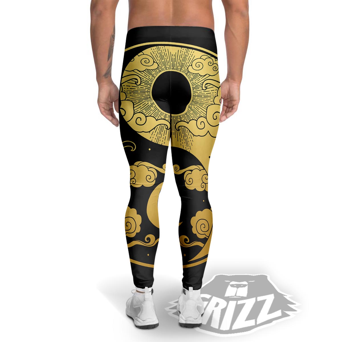 Yin Yang Moon And Sun Print Men's Leggings-grizzshop