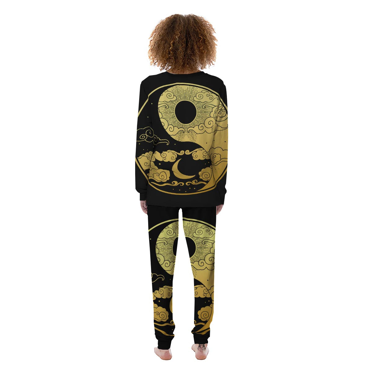 Yin Yang Moon And Sun Print Women's Pajamas-grizzshop