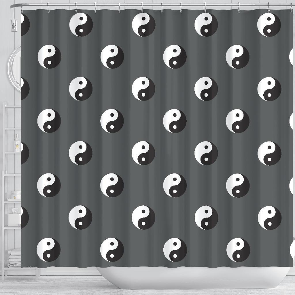 Yin Yang Pattern Print Bathroom Shower Curtain-grizzshop