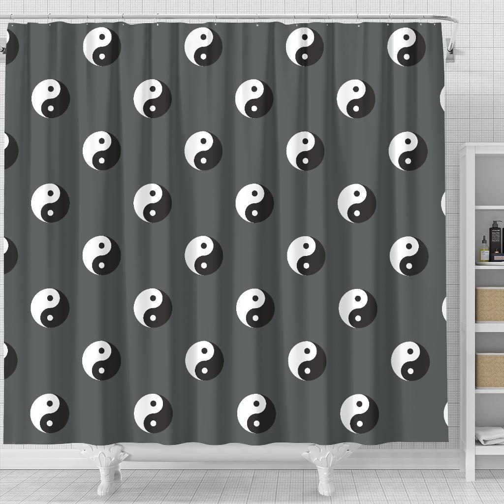 Yin Yang Pattern Print Bathroom Shower Curtain-grizzshop
