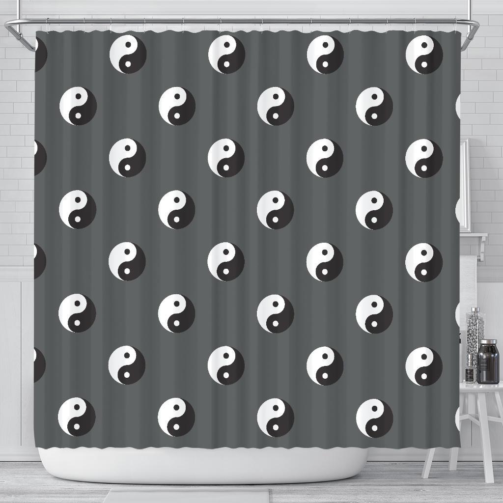 Yin Yang Pattern Print Bathroom Shower Curtain-grizzshop