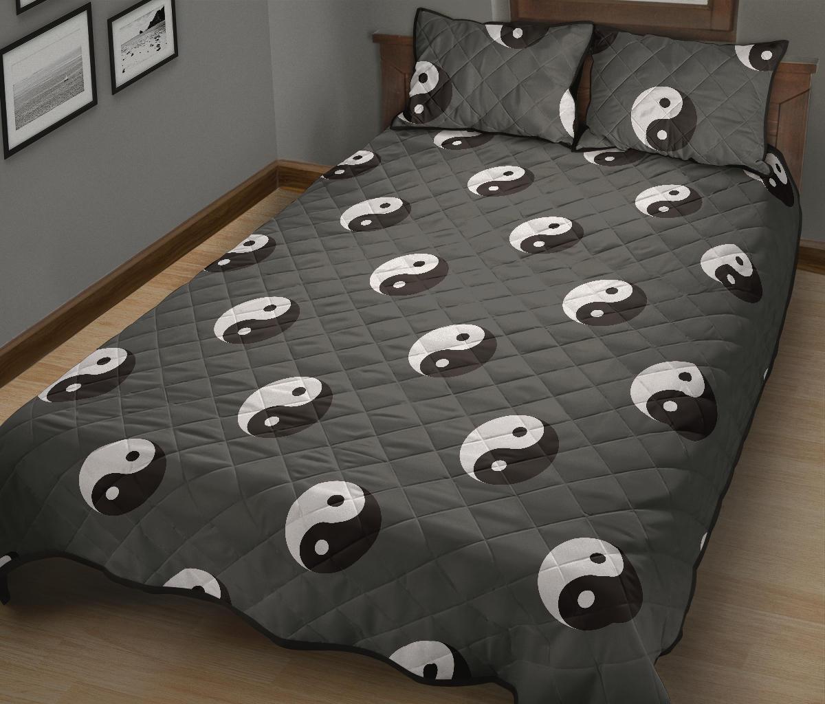 Yin Yang Pattern Print Bed Set Quilt-grizzshop