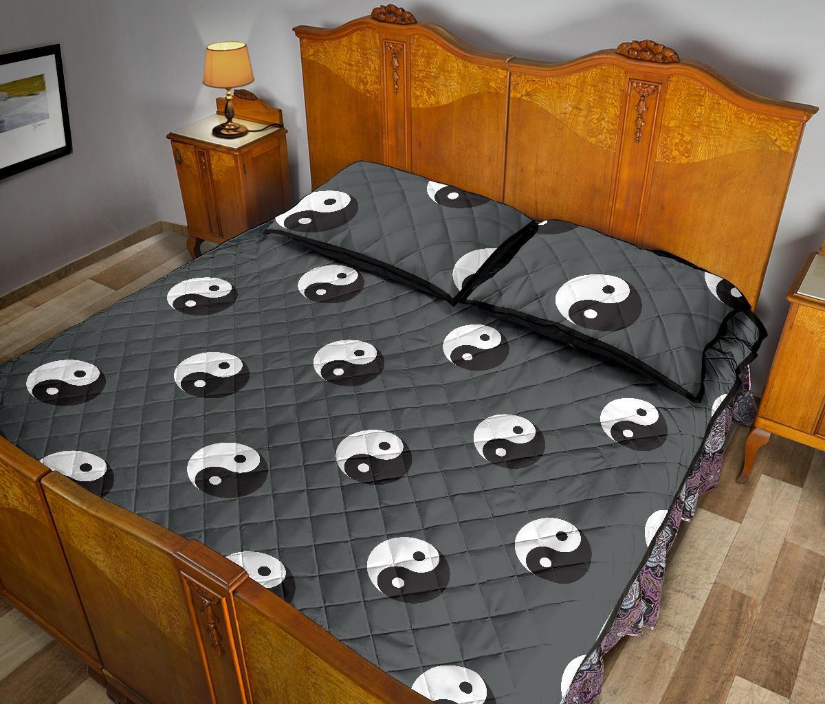 Yin Yang Pattern Print Bed Set Quilt-grizzshop
